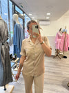 Pyjama chemise et pantalon beige